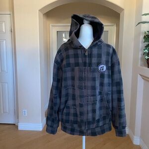 Volcom Black/Brown Jacket with Hood and Zipper XL